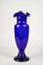 Art Nouveau Blue Glass Vase with Frilly Glass Top, Austria, 1900s 5