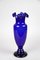 Art Nouveau Blue Glass Vase with Frilly Glass Top, Austria, 1900s 3