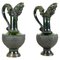 19th Century English Terracotta Pitcher Vases with Lion Heads, 1880s, Set of 2 1