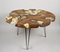 Tavolino da caffè rotondo in radica di teak con piedi in acciaio inossidabile, Immagine 12