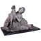 Art Déco Skulptur aus Terrakotta auf schwarzem Marmorsockel, Frankreich, 1920er 1