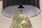Lampada da tavolo in ceramica dorata su piedistallo in teak nero, Immagine 10