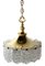 Hanging Lamp in Brass with Frosted Iced Glass, Image 1