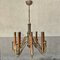 Large Brass and Wood Chandelier, Italy, 1970s 2