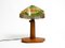 Small Teak Table Lamp with Colorful Plastic Shade, 1950s 1
