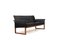 Danish Black Leather Sofa in Teak and Leather, 1960s 2