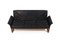 Sofá danés de cuero negro de teca y cuero, años 60, Imagen 14