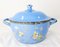 French Country Blue Soup Tureen With Floral Decoration in Enameled Iron, 1900s 4