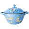 French Country Blue Soup Tureen With Floral Decoration in Enameled Iron, 1900s, Image 1