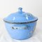 French Country Blue Soup Tureen With Floral Decoration in Enameled Iron, 1900s 5