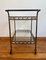 Art Deco Two-Tier Glass & Golden Metal Bar Cart on Rubber-Tired Wheels, Image 7