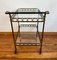 Art Deco Two-Tier Glass & Golden Metal Bar Cart on Rubber-Tired Wheels, Image 8