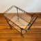 Art Deco Two-Tier Glass & Golden Metal Bar Cart on Rubber-Tired Wheels, Image 4