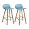 Low Back Azul Tria Hocker aus Leder von Colé Italia, 4er Set 4