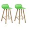 Low Back Verde Mela Leather Tria Stool by Colé Italia by Set of 2, Image 4