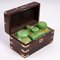 19th Century Wooden Travel Box with Green Opaline Bottles 14