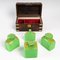 19th Century Wooden Travel Box with Green Opaline Bottles 5