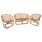 Canapé et Fauteuils Mid-Century en Rotin par Tito Agnoli, Italie, 1960s, Set de 3 1