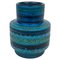Italian Vase in Blue Rimini Glazed Ceramic by Aldo Londi for Bitossi, 1960s 1