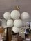 Lámpara de techo vintage con varios globos de latón cromado y opalina blanca, Imagen 1