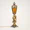 Antike französische Cherub Lampe aus vergoldetem Metall & Glas 2