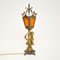 Antike französische Cherub Lampe aus vergoldetem Metall & Glas 1