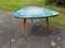 Vintage Side Table With Blue & White Mosaic Stone Top, 1960s, Image 1