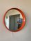 Miroir Rond Mid-Century Moderne Orange, 1960s 2