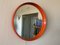 Mid-Century Modern Orange Round Mirror, 1960s 1