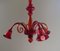 Lámpara de araña de cristal de Murano rojo de Seguso, Imagen 4