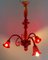 Roter Murano Glas Kronleuchter von Seguso 7