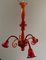 Lámpara de araña de cristal de Murano rojo de Seguso, Imagen 1
