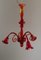 Lámpara de araña de cristal de Murano rojo de Seguso, Imagen 6