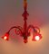 Lámpara de araña de cristal de Murano rojo de Seguso, Imagen 2
