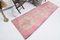 Alfombra de pasillo vintage rosa de lana y algodón, Imagen 2
