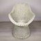 Vintage White Rattan Armchair and Table, Set of 2 6