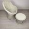 Vintage White Rattan Armchair and Table, Set of 2, Image 9