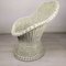 Vintage White Rattan Armchair and Table, Set of 2 8