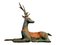 Vintage Patinated Bronze Reclining Deer Sculpture, Image 1