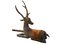 Vintage Patinated Bronze Reclining Deer Sculpture, Image 2