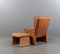 Vintage Leather Armchair and Stool by Söderberg, Sweden, Set of 2 5