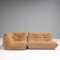 Two-Seater Togo Sofa with Corner in Brown Suede by Michel Ducaroy for Ligne Roset 2