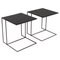 Leger Side Table in Black Leather by Rodolfo Dordoni for Minotti, Set of 2, Image 1