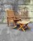 Mid-Century Modern Rocking Chair With Footstool in the Style o fHans Wegner, 1960s, Set of 2, Image 1