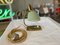 Small Mid-Century Table Lamp, Brass with Green Shrumblack, Image 11