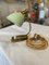 Small Mid-Century Table Lamp, Brass with Green Shrumblack 1