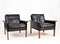Mid-Century Black Leather Lounge Chairs Model 500 by Hans Olsen for Cs Møbler, 1960s, Set of 2 3