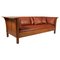 Arts & Crafts Mission Oak Three Seat Sofa in Brown Leather by Gustav Stickley, Image 1