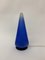 Lámpara de mesa vintage en forma de cono de vidrio azul, años 70, Imagen 1