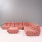 Pink Modular Togo Sofa and Footstool by Michel Ducaroy for Ligne Roset, Set of 5 2